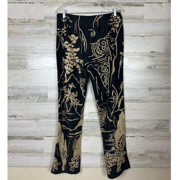 Sue Wong Vintage women 8 silk boho pant suit SET black tan embroidered black - Picture 3 of 11